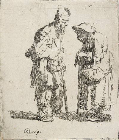 Mendicante e mendicante donna che conversano, 1630 da Rembrandt van Rijn