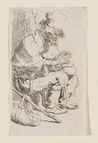Mendicante seduto che si scalda le mani a un braciere da Rembrandt van Rijn