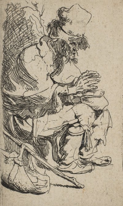 Mendicante seduto che si scalda le mani a un braciere da Rembrandt van Rijn