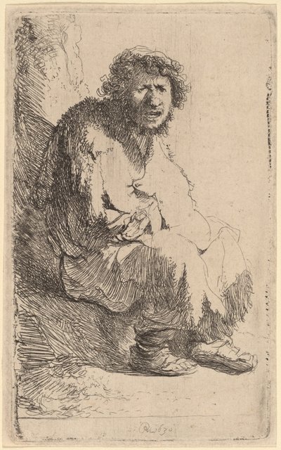 Mendicante Seduto su una Riva da Rembrandt van Rijn