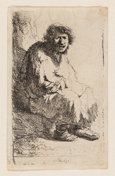 Mendicante Seduto su una Sponda da Rembrandt van Rijn