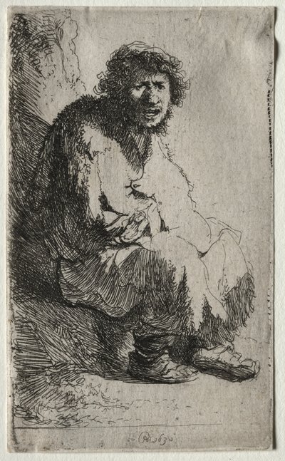 Mendicante seduto su una riva da Rembrandt van Rijn