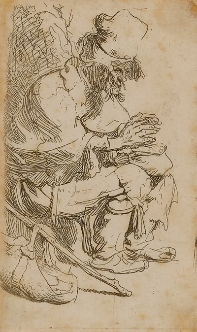 Mendicante che si scalda le mani da Rembrandt van Rijn