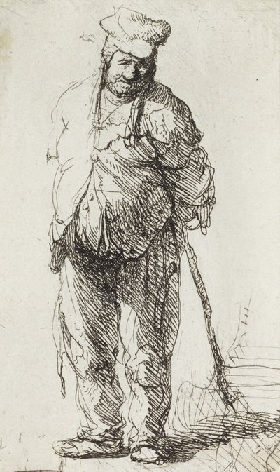Mendicante appoggiato a un bastone da Rembrandt van Rijn