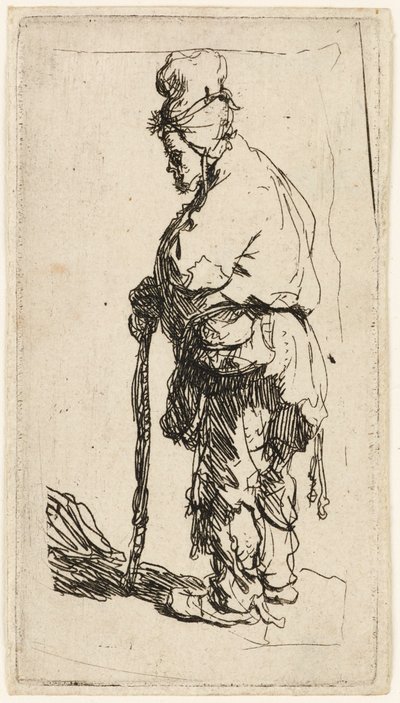 Mendicante appoggiato a un bastone, c. 1630 da Rembrandt van Rijn