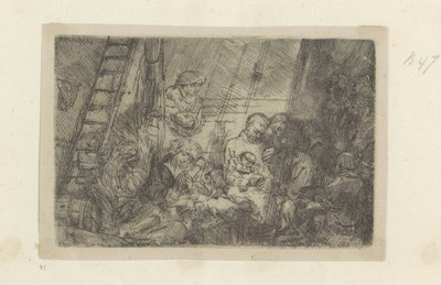 Circoncisione nella stalla (Recueil de quatre-vingt-cinq estampes originales) da Rembrandt van Rijn