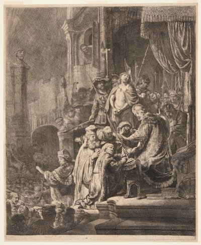 Cristo davanti a Pilato: La grande lastra da Rembrandt van Rijn
