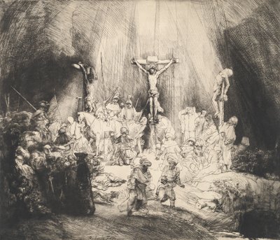 Cristo crocifisso tra i due ladroni Le tre croci, 1653 da Rembrandt van Rijn