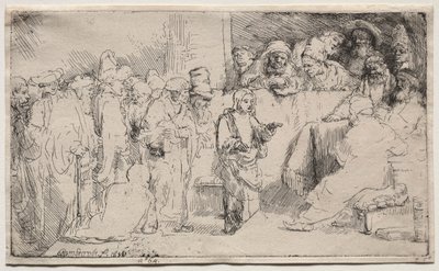 Cristo che disputa con i dottori: uno schizzo, 1652 da Rembrandt van Rijn