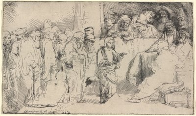 Cristo che disputa con i dottori: uno schizzo da Rembrandt van Rijn