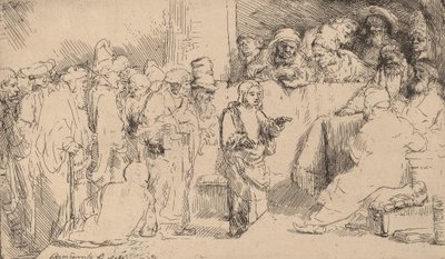 Cristo che disputa con i dottori: uno schizzo da Rembrandt van Rijn