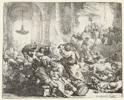 Cristo scaccia i cambiavalute (B.69; BB. 35-Bii) da Rembrandt van Rijn