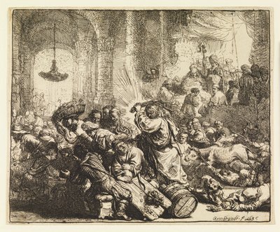 Cristo scaccia i mercanti dal tempio da Rembrandt van Rijn