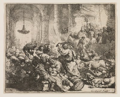 Cristo scaccia i mercanti dal tempio da Rembrandt van Rijn