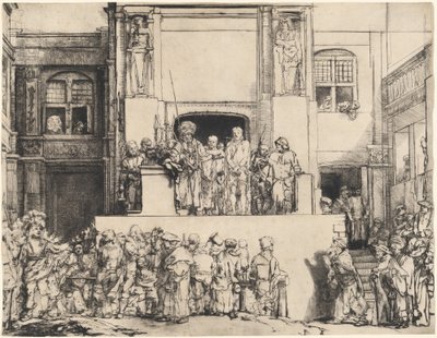 Cristo presentato al popolo: Piatto oblungo da Rembrandt van Rijn