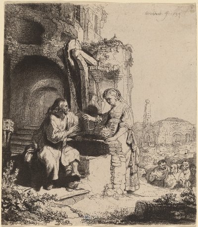 Cristo e la donna di Samaria tra le rovine da Rembrandt van Rijn