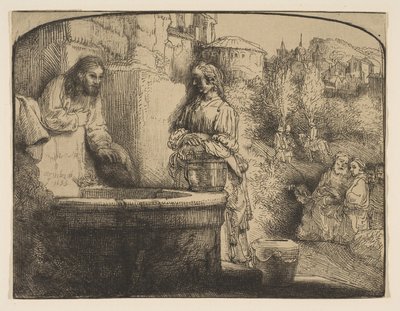 Cristo e la donna di Samaria: una stampa ad arco, 1658 da Rembrandt van Rijn
