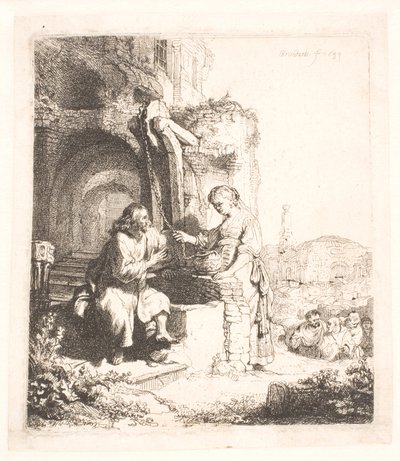 Cristo e la donna di Samaria: tra le rovine da Rembrandt van Rijn