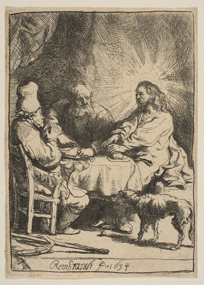 Cristo a Emmaus: La lastra più piccola, 1634 da Rembrandt van Rijn