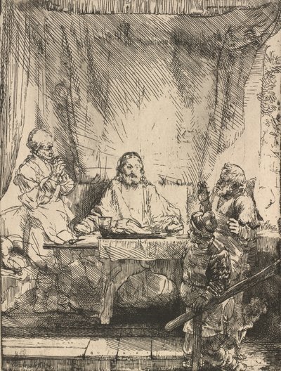 Cristo a Emmaus: la lastra più grande, 1654 da Rembrandt van Rijn