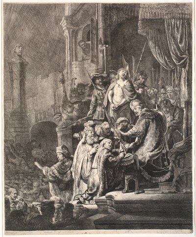 Gesù davanti a Pilato: grande lastra da Rembrandt van Rijn