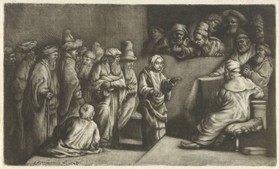 Cristo che disputa con i dottori: uno schizzo da Rembrandt van Rijn