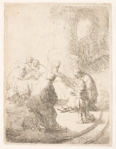 Cristo che discute con i dottori: tavolino da Rembrandt van Rijn