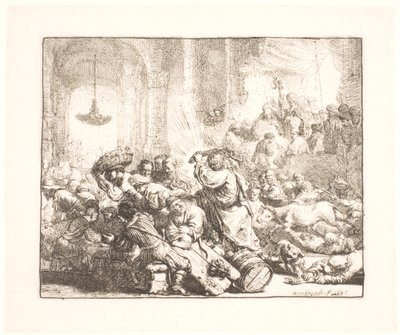 Cristo scaccia i mercanti dal tempio da Rembrandt van Rijn