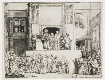 Cristo presentato al popolo: piatto rettangolare da Rembrandt van Rijn