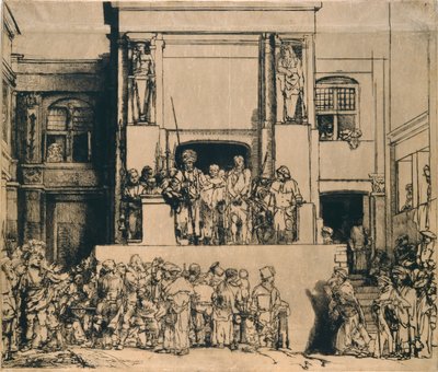 Cristo presentato al popolo: tavola oblungo da Rembrandt van Rijn