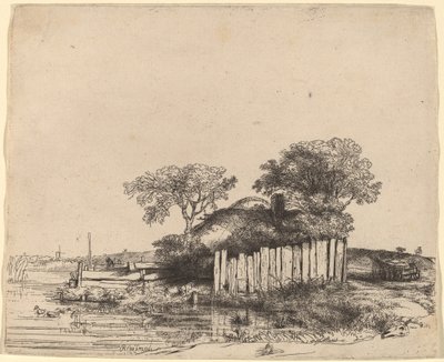 Cottage con una staccionata bianca da Rembrandt van Rijn