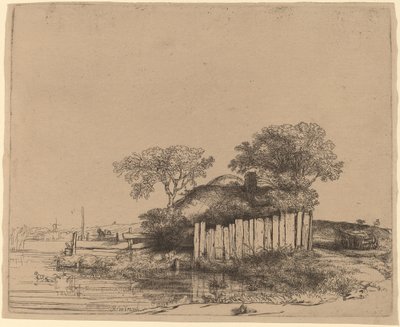 Cottage con una staccionata bianca da Rembrandt van Rijn