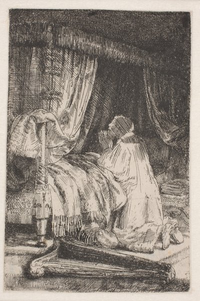 Davide in preghiera da Rembrandt van Rijn