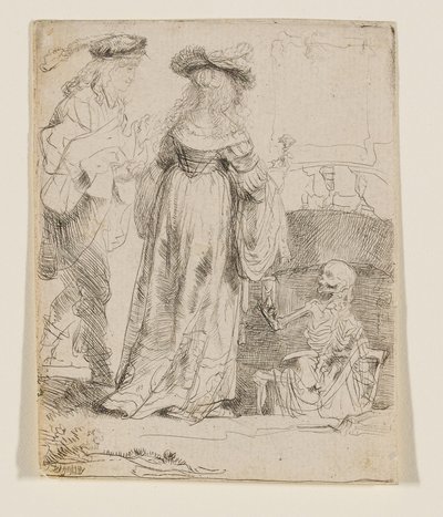 La Morte che appare a una coppia di sposi da una tomba aperta da Rembrandt van Rijn