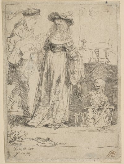 La Morte che Appare a una Coppia Sposata da una Tomba Aperta, 1639 da Rembrandt van Rijn