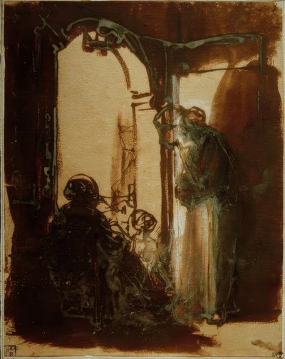 Tre donne alla porta da Rembrandt van Rijn