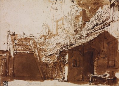 Cascina in luce e ombra da Rembrandt van Rijn