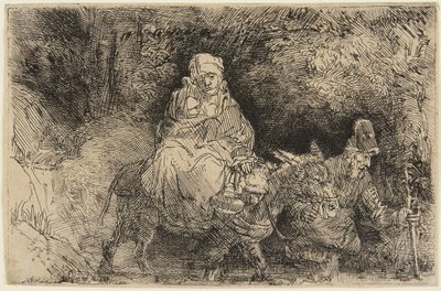 Fuga in Egitto: la Sacra Famiglia che attraversa un ruscello da Rembrandt van Rijn