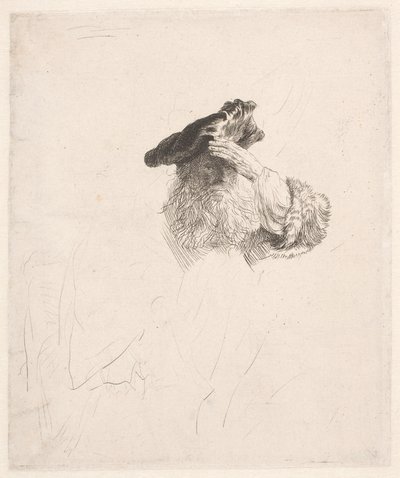 Vecchio che si ripara gli occhi con la mano da Rembrandt van Rijn
