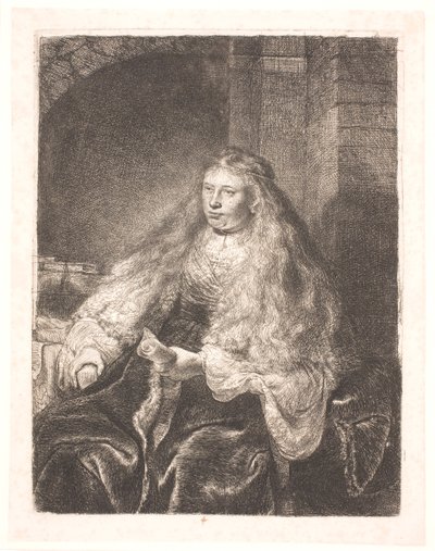 Ragazza con capelli che cadono sulle spalle (la "grande sposa ebrea") da Rembrandt van Rijn