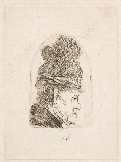 Profilo grottesco: uomo con un berretto alto da Rembrandt van Rijn