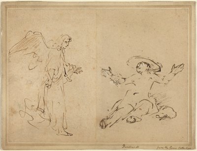 Agar seduta presso la fontana da Rembrandt van Rijn