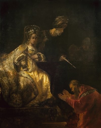 Aman Implora la Misericordia di Ester da Rembrandt van Rijn