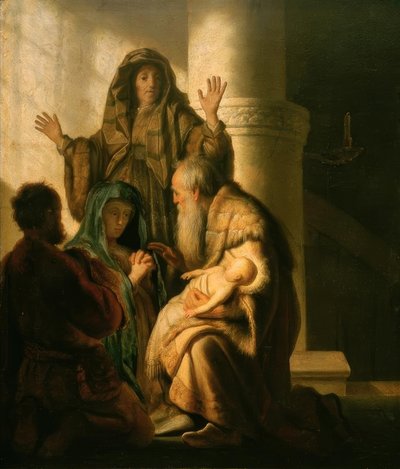 Anna e Simeone nel tempio da Rembrandt van Rijn