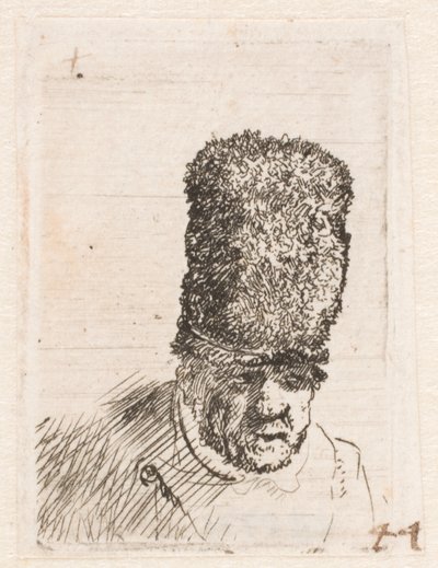 Testa di un vecchio con un alto cappello di pelliccia da Rembrandt van Rijn