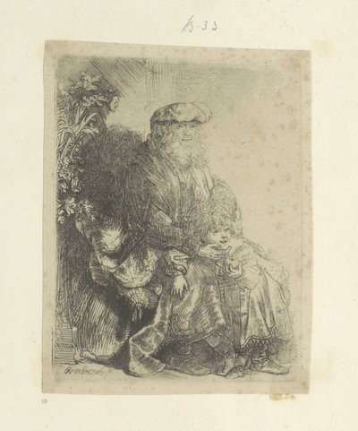 Giacobbe accarezza Beniamino da Rembrandt van Rijn
