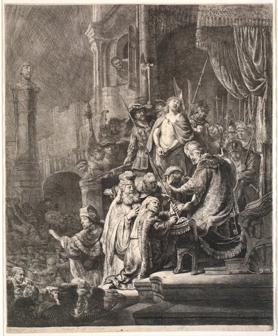 Gesù davanti a Pilato: grande lastra da Rembrandt van Rijn