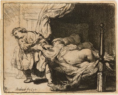 Giuseppe e la moglie di Potifar [Gen. 39: 7-12] da Rembrandt van Rijn