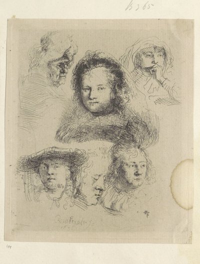 Studi di teste di Saskia e altri da Rembrandt van Rijn