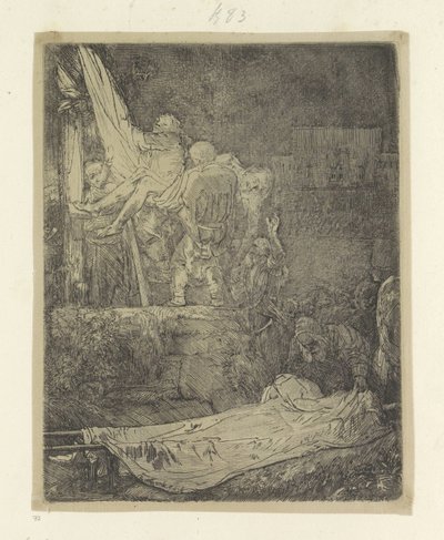 Deposizione dalla croce alla luce delle torce (serie: Recueil de quatre-vingt-cinq estampes originales) da Rembrandt van Rijn
